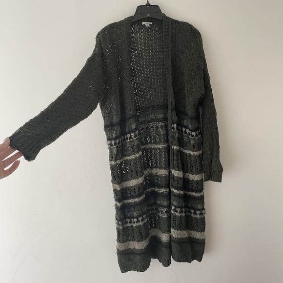 Cottagecore Forest Fairy Long Cardigan XS Green Stripe Knit Boho Festival Grunge - Picture 3 of 7